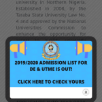 Taraba State University Admission List For 2019/2020 Session