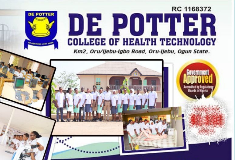DE POTTER COLLEGE OF HEALTH TECHNOLOGY ANNOUNCES FRESHMEN ORIENTATION PROGRAMME FOR THE 2026/2027 ACADEMIC SESSION