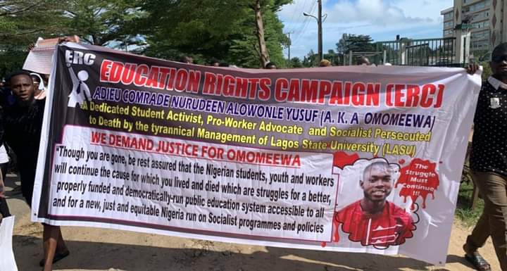 LAGOS STATE UNIVERSITY, (LASU) STUDENTS UNION, GROUP HOLD PROCESSION FOR SLAIN ACTIVIST OMOMEEWA