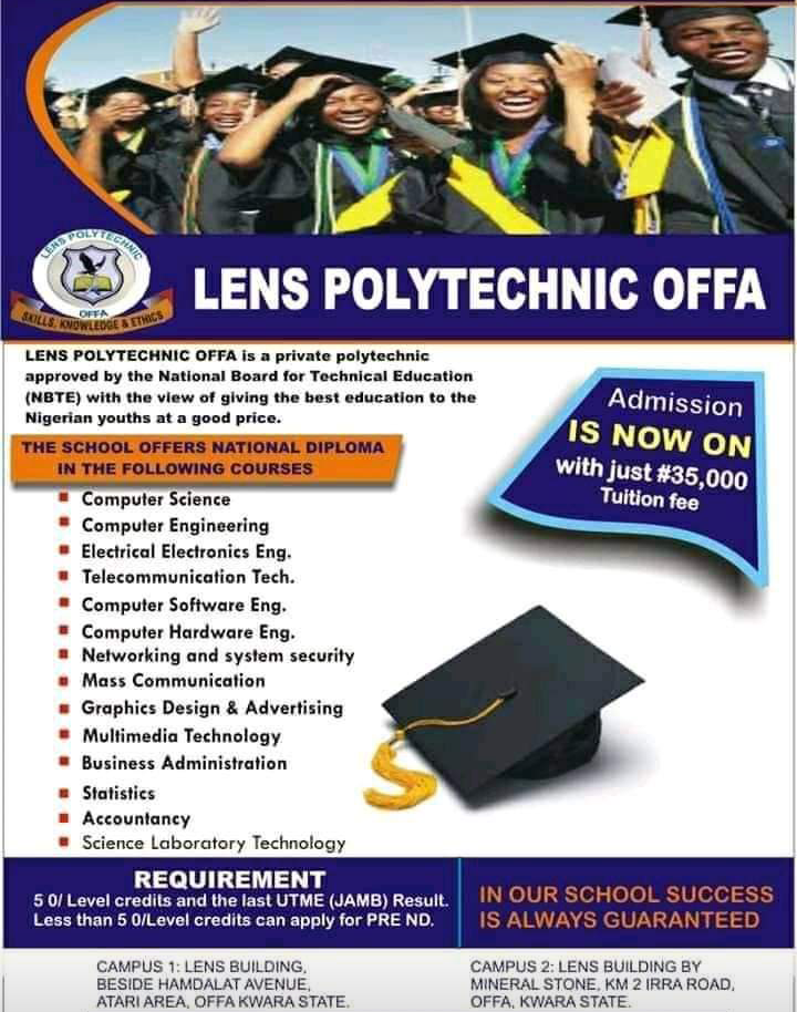 LENS POLYTECHNIC OFFA RELEASES 2021/2022 ADMISSION FORM