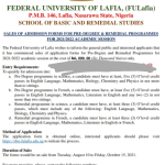 FEDERAL UNIVERSITY,LAFIA [FULAFIA] BEGINS 2021/2022 ADMISSION PLACEMENT ON JAMB CAPS