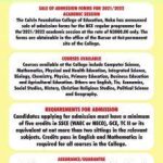 CALVIN FOUNDATION COLLEGE OF EDUCATION RELEASES ADMISSION FORM FOR 2021/2022 SESSION