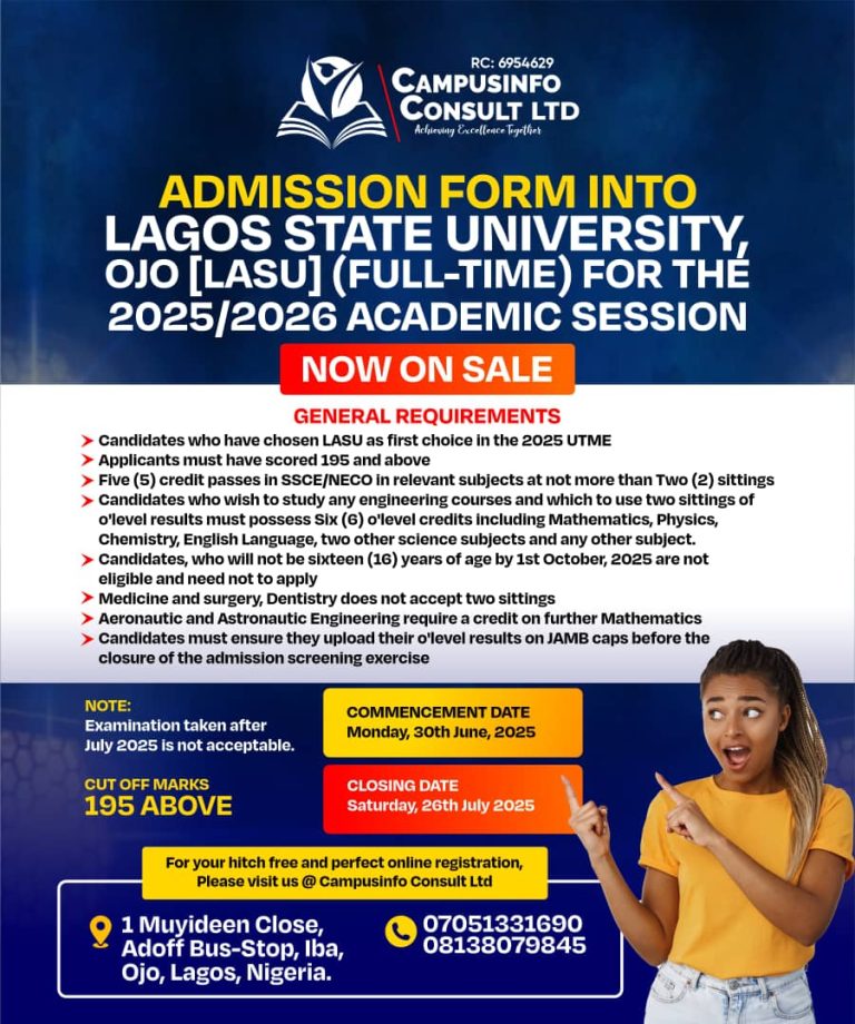 LAGOS STATE UNIVERSITY, OJO [LASU] ACTIVATES ONLINE ADMISSION SCREENING ...
