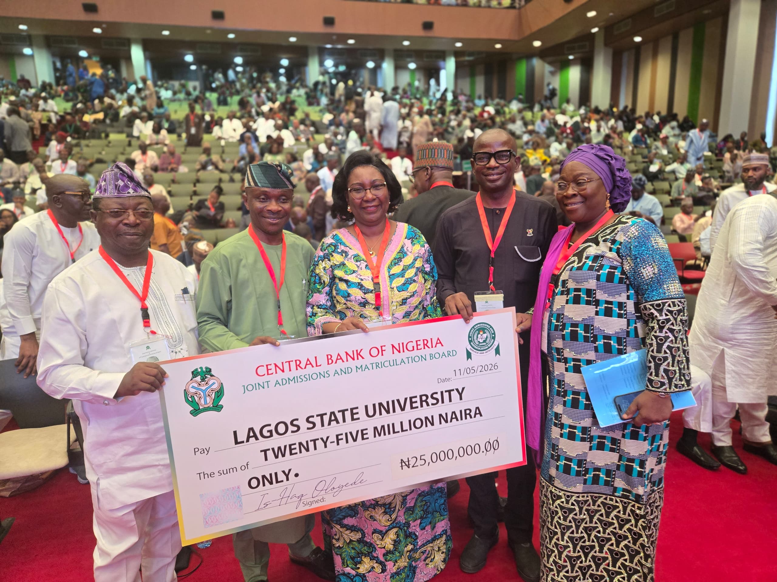 LASU WINS N25 MILLION JAMB NATIONAL ADMISSIONS PERFORMANCE AWARD